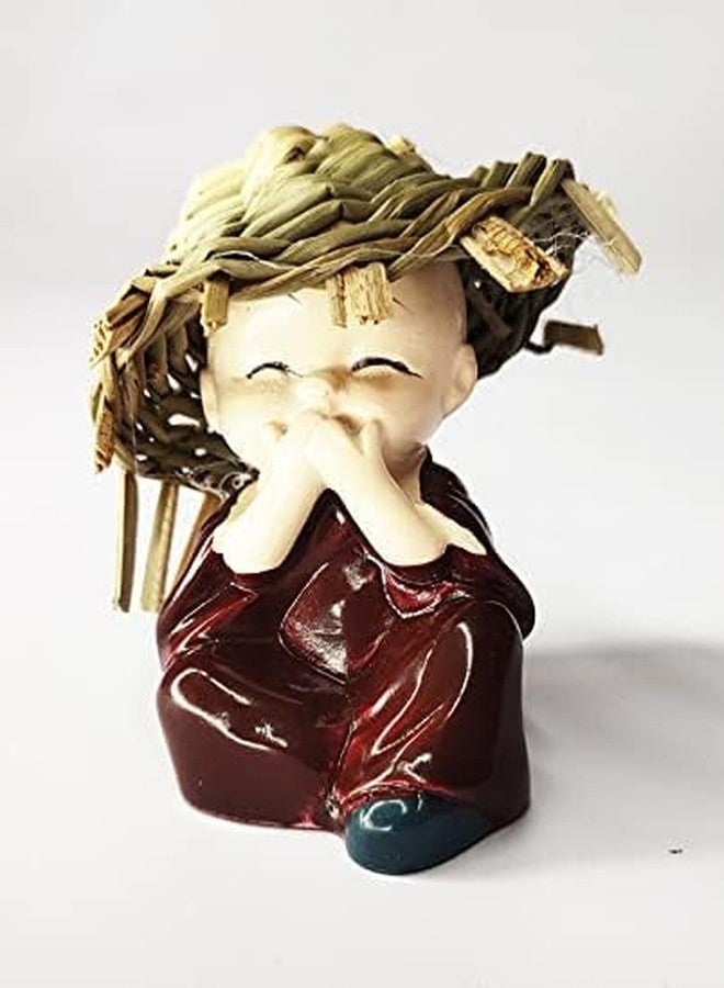 Saugat Traders Polyresin Baby Hat Monk Buddha Idols for Car Dashboard-Home Decor - Multicolour, Set of 4 Pieces - Good Luck Gift - Image 2